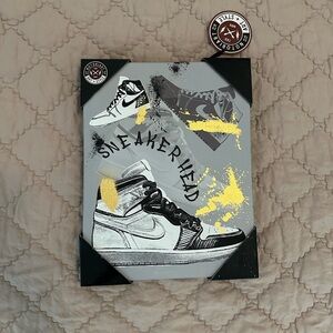 Sneaker Head Canvas Art Print in Gray, Black & Gold